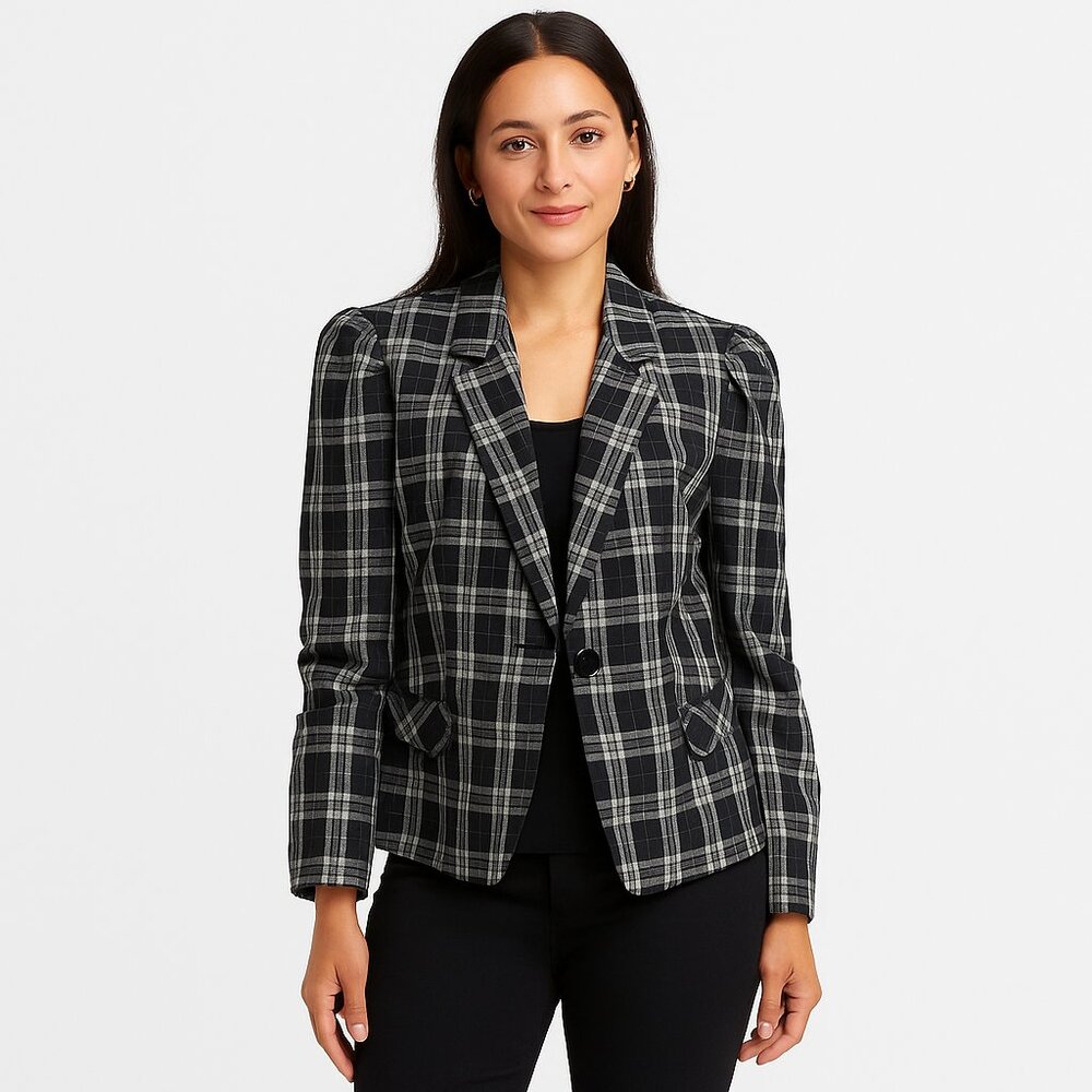 Express Design Studio Plaid Blazer Jacket 10